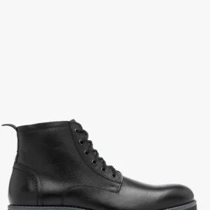 Czarne trzewiki męskie w stylu casual ocieplane kożuchem naturalny