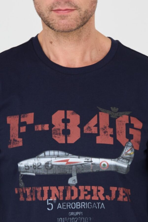 AERONAUTICA MILITARE Granatowy męski bawełniany longsleeve F-84G Thunderjet