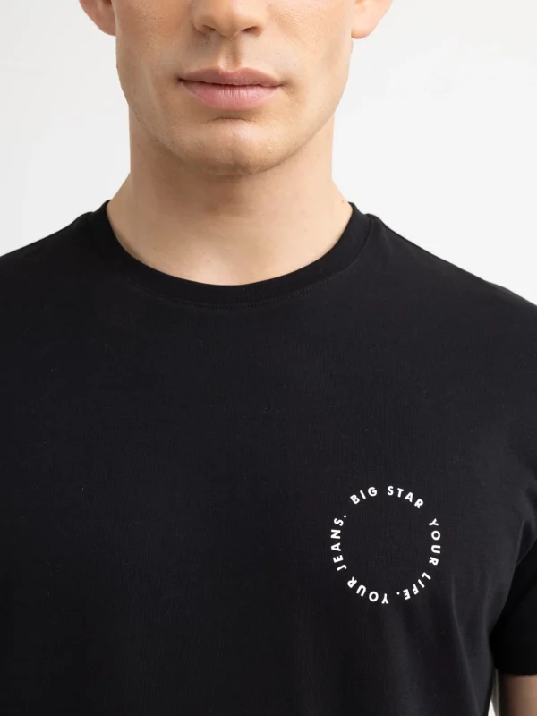 Koszulka męska z niewielkim nadrukiem na piersi czarna Orpion 906