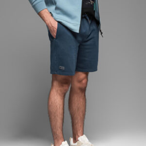 Krótkie spodenki dresowe męskie RELAXED FIT w stylu athleisure – granatowe V4