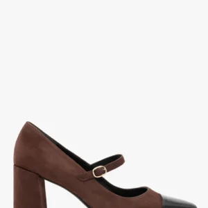 Brązowe czółenka damskie z kwadratowym noskie