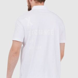 ARMANI EXCHANGE Biała męska koszulka polo z nadrukiem