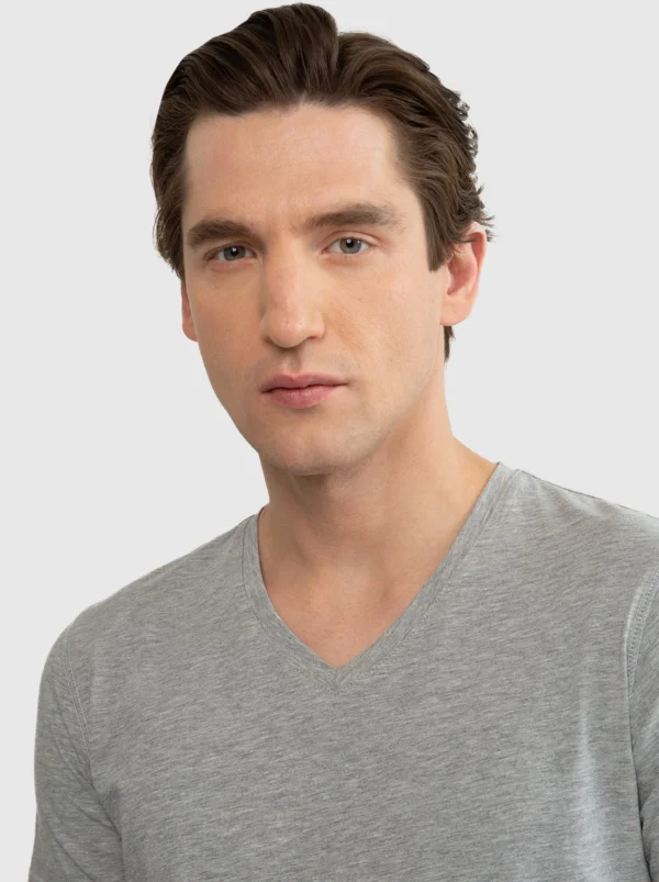 Koszulka męska v-neck z bawełny supima szara Supiclassicov 901