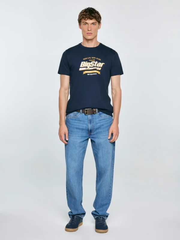 Koszulka męska z nadrukiem granatowa Briss 403