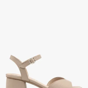 Beżowe sandały obcasie typu klocek