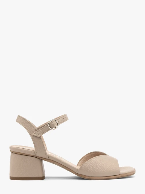 Beżowe sandały obcasie typu klocek