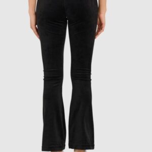 JUICY COUTURE Czarne welurowe spodnie dresowe damskie z haftowanymi wisienkami