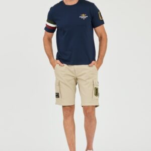 AERONAUTICA MILITARE Beżowe męskie bermudy Frecce Tricolori