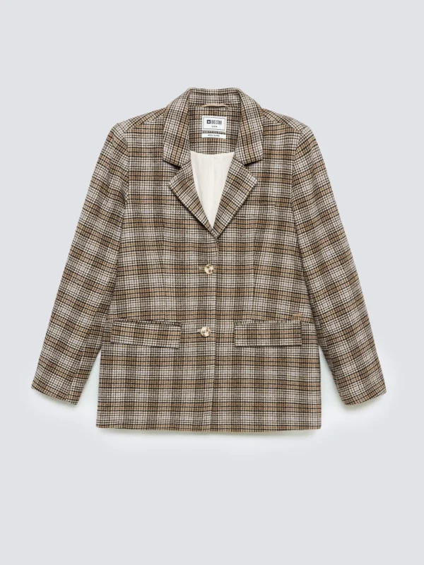 Marynarka damska z dodatkiem wełny w kratę Stilla 000