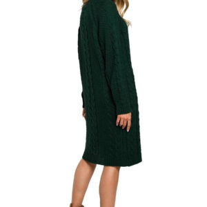 Sukienka sweterkowa z golfem i guzikami zielona