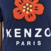 KENZO Granatowy t-shirt damski z czerwonym kwiatem