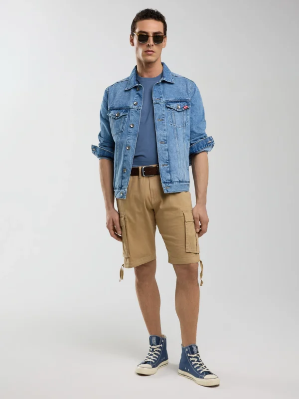 97da6dc39f3ec785cf70cf0b08d9fc43a44cab5e Szorty męskie z kieszeniami cargo beżowe Cargori 801