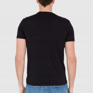 EA7 Czarna koszulka męska z naszywką z logo