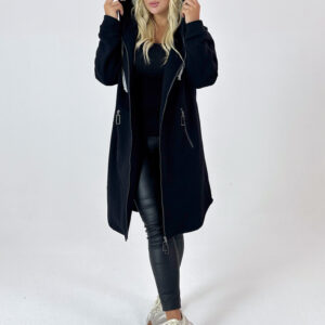 Ciepła dresowa płaszczo-bluza Daria w czarnym kolorze XXL OVERSIZE JESIEŃ