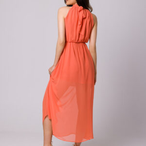 Długa zwiewna sukienka szyfonowa pomarańczowa