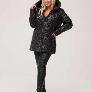 Czarna kurtka Roda pikowana we wzór rombów XXL OVERSIZE JESIEŃ ZIMA