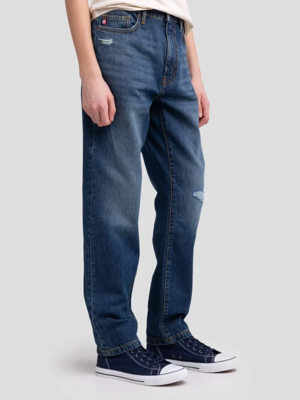 995131edbbe466edde3594cdefccebd0f0066ba5 Jeansy chłopięce loose z przetarciami granatowe Isaam 459