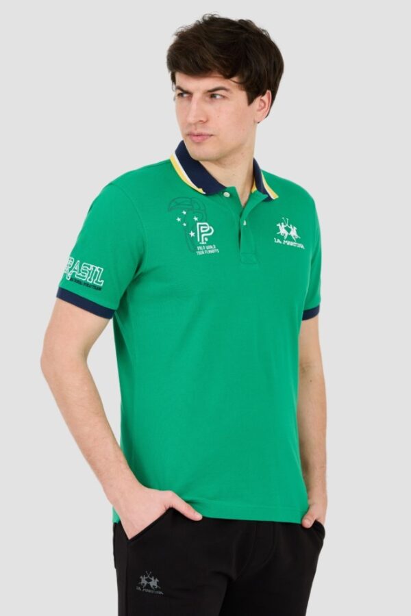 LA MARTINA Zielone męskie polo
