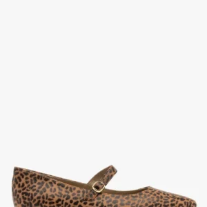 Baleriny w panterkę z paskiem w stylu Mary Jane