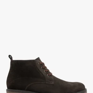 Brązowe ocieplane trzewiki ze skóry welurowej