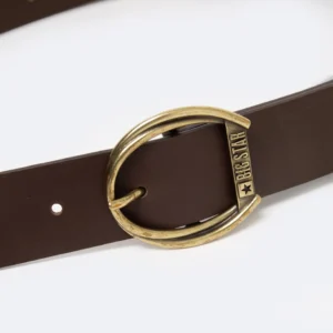 99f20a971ecb40e3dea568eb486b771785b6225a Pasek damski skórzany ze złotą klamrą brązowy 2410 804