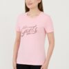 GUESS Różowy damski t-shirt bawełniany Stones&embro Tee