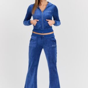 JUICY COUTURE Damskie niebieskie spodnie Heritage Crown Caisa Low Rise Pant