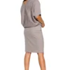 Sukienka dzianinowa ołówkowa ze zbluzowaną górą szara na co dzień