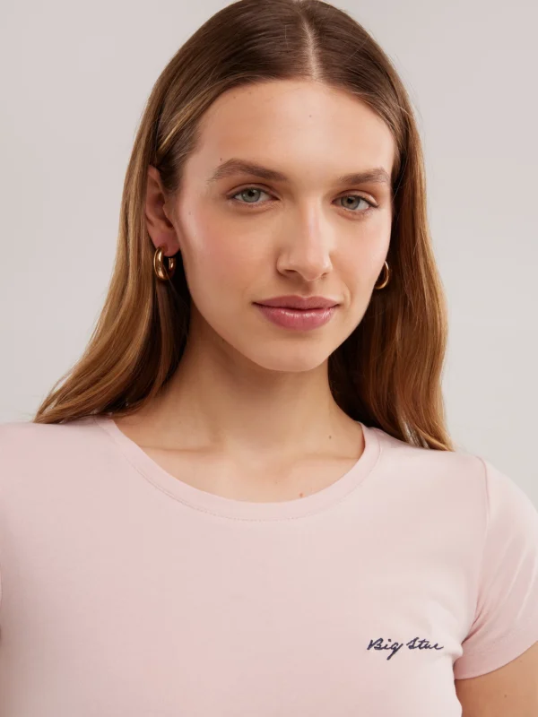 9b3bff757aa4c2d03a3144776a3a0c67acd445d2 Koszulka damska z niewielkim logo różowa Irsera 600