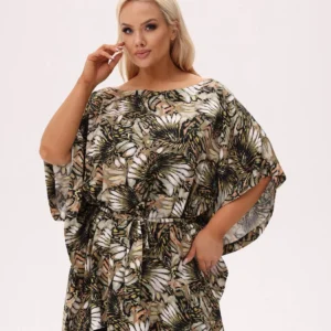 Wiskozowa tunika Soraya z egzotycznym motywem i regulacją w talii PLUS SIZE XXL OVERSIZE