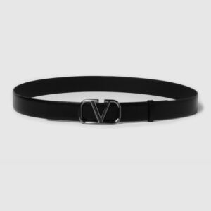 VALENTINO GARAVANI Czarny pasek męski ze skóry, Rozmiar 85