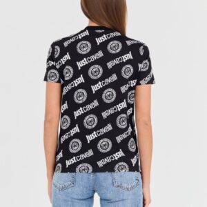 9c5db251607ce8c690265ec60b0aca240681a520 JUST CAVALLI Czarny damski t-shirt R Logo Tigre