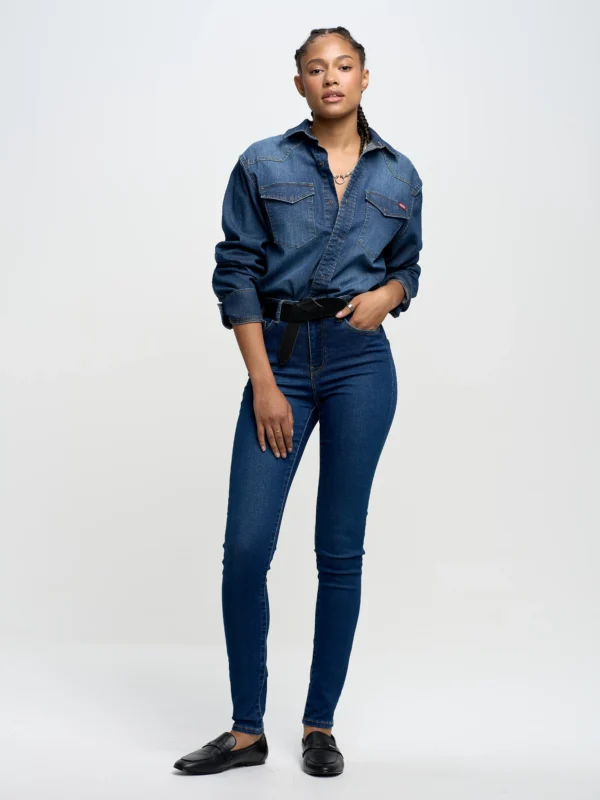 9c62fc1110c55a601aa76e51043aa7d6798292b1 Jeansy damskie skinny z wysokim stanem granatowe Clara 658