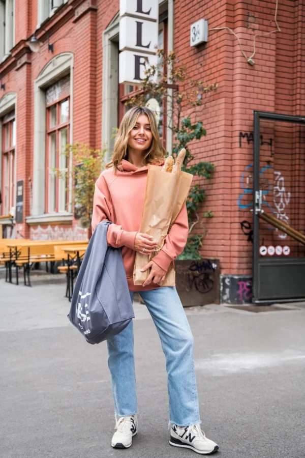 Bluza z kapturem kangurek ceglasta bawełna premiu