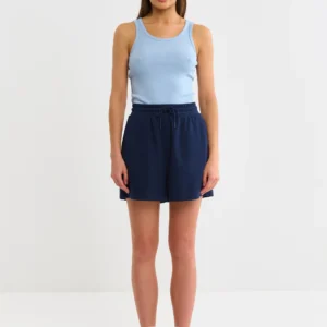 Koszulka damska na ramiączkach prążkowana błękitna Aurela 400