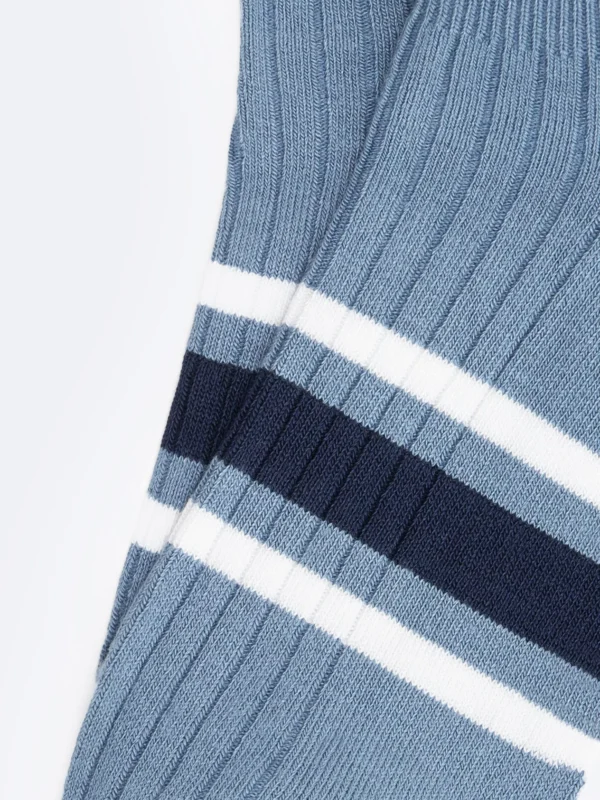 Stopki męskie bambusowe w paski niebieskie Tagar 401