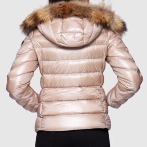 HETREGO Beżowa damska puchowa kurtka Holly z odczepianym kapturem, Rozmiar 42 EU - 46 IT