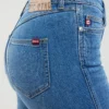 9f3438d74bb81dd6b1c723cc6e5bb4c14e92e3ef Jeansy damskie bootcut z rozcięciami niebieskie Blake 402