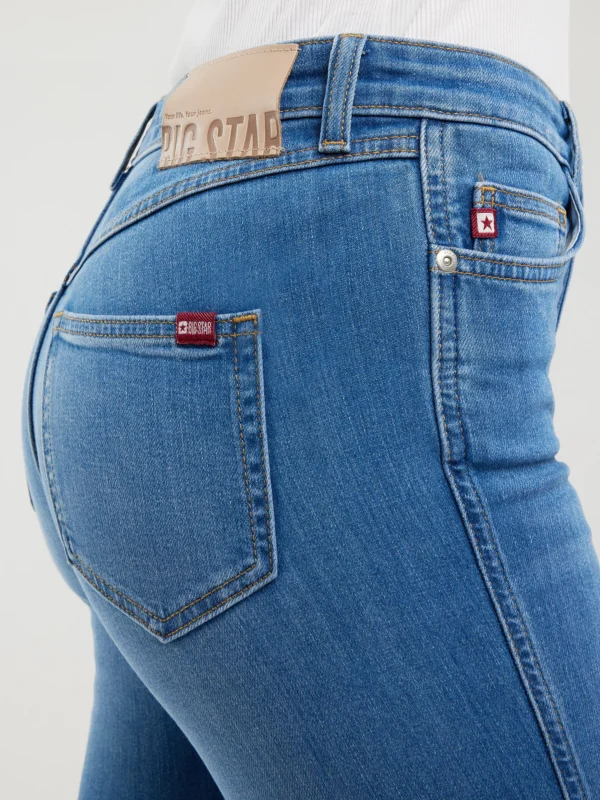 9f3438d74bb81dd6b1c723cc6e5bb4c14e92e3ef Jeansy damskie bootcut z rozcięciami niebieskie Blake 402