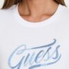 GUESS Biały damski T-shirt bawełniany STONES&EMBRO TEE