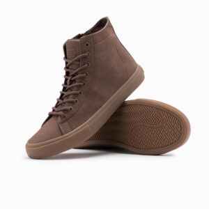 Buty trampki męskie za kostkę z gumową podeszwą – brązowe V4