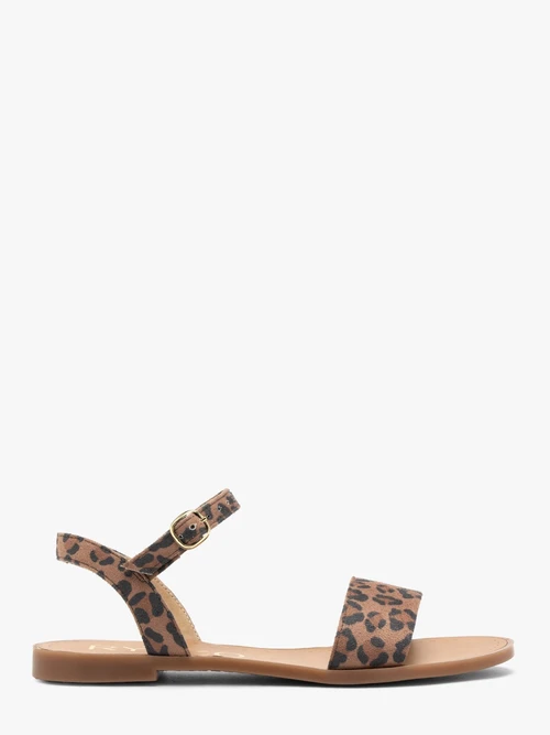 Sandały damskie płaskie w panterkę
