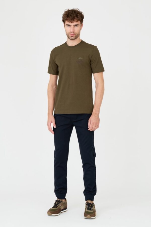AERONAUTICA MILITARE Zielony bawełniany męski t-shirt