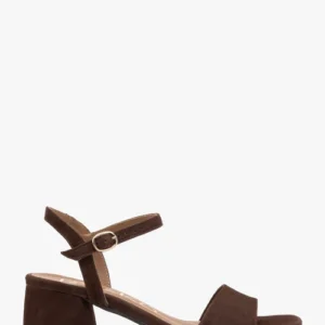 Ciemnobrązowe sandały damskie na słupku