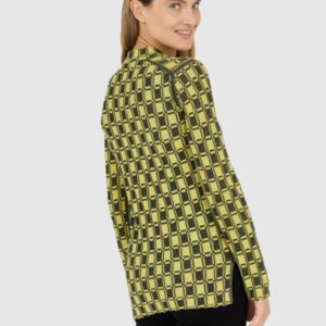 KENZO Dopasowany żółty sweterek damski w kratkę vichy