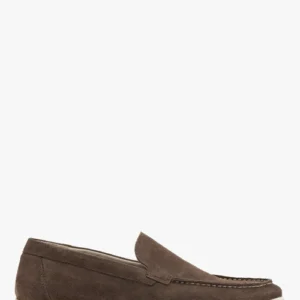 Szarobrązowe mokasyny męskie na beżowym spodzie