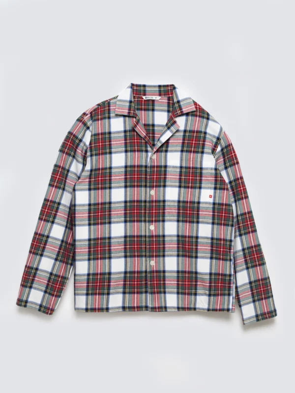 Piżama dwuczęściowa bawełniana w kratę biało-czerwona Senmunis 100