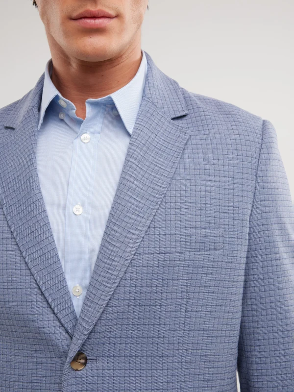 Marynarka męska w delikatną kratę niebieska Gregon 401