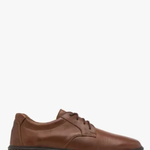 Brązowe półbuty męskie z ozdobnym szyciem na spodzie