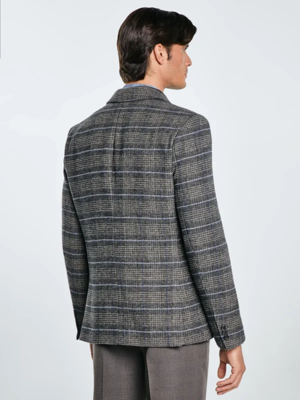 Marynarka męska z dodatkiem wełny w kratę brązowa Filo 803